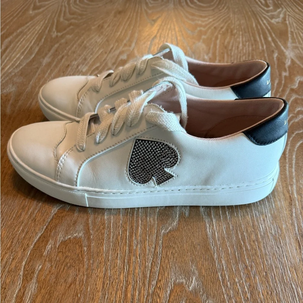 KATE SPADE Fez Glitz Leather Sneakers Women's Size 10
